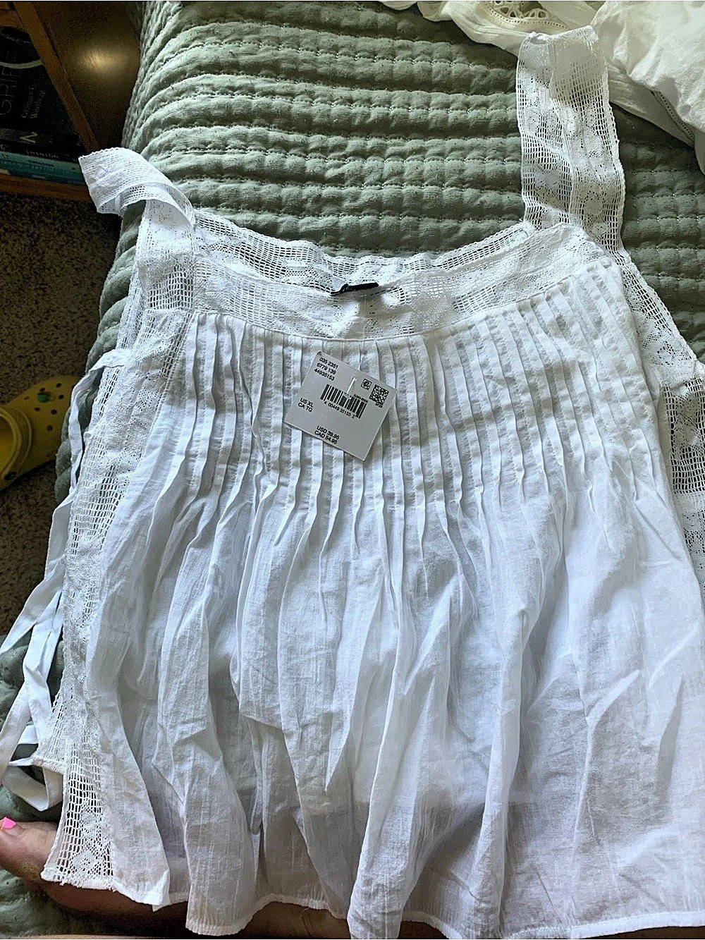 American Eagle Outfitters AE Side-Tie Lace Top White Lace Side-Tie Top XL NWT